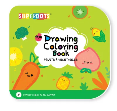 Healthy Eating Fruits & Veggies Coloring Book, 16 Thick Pages with Safe Binding, for Teaching Kids About Nutrition & Colors
