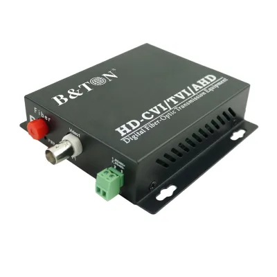 BTON 1080P Digital Fiber Video Converter 1-Ch RS485 Data Single Mode SC Connector 20km Distance 3-Year Warranty for FTTH