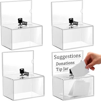 Modern Acrylic Donation Voting Ballot Box with Locker for Freestanding Outdoor Use