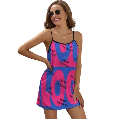 Womens V-Neck Spaghetti Strap Dress Elegant Sleeveless Dress