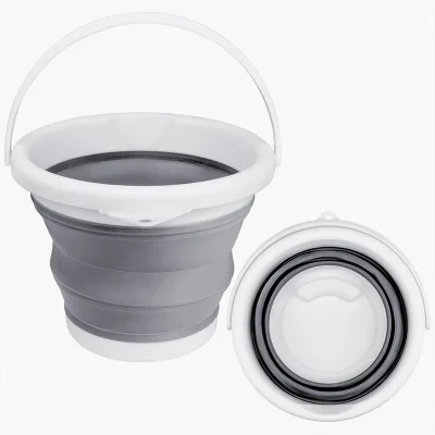 Custom Fold Collapsible Silicone Water Bucket Outdoor Camping Fishing Car Wash Bucket Round Portable Beach Sand Toy Bucket