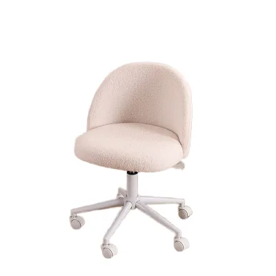 Modern Beige Velvet Swivel Office Chair Comfortable Rolling Task Chair White Base Soft Plush Upholstered Ergonomic Chair Ganzhou