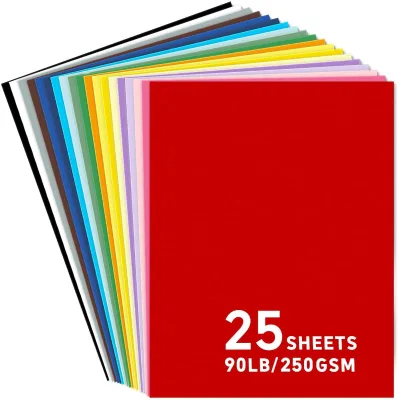 8.5x11 Cardstock 25sheets Colored Cardstock Assorted 25 Colors, 90 Lb/250 Gsm Card Stock Colored Paper for Cricut Machine, Card