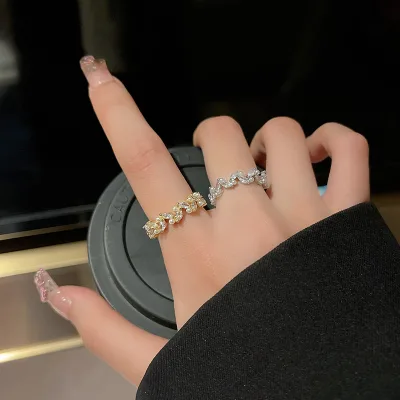 New Style Simple Open Rings Jewelry Vintage Women Adjustable 18K Gold Plating Inlaid Pearl Ring