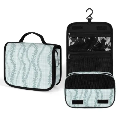 Low Moq Beauty Cosmetic Bag Palaka Puakenikeni Hawaiian Flower Print Design Portable Toiletry Bag for Women