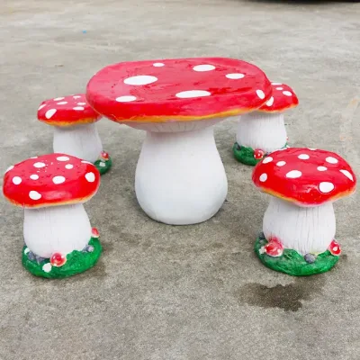 Y215A Custom Tea Desk Stool Little Red Riding Hood Mushroom Chair Table Set Outdoor Fiberglass Park Lawn Leisure School Villa