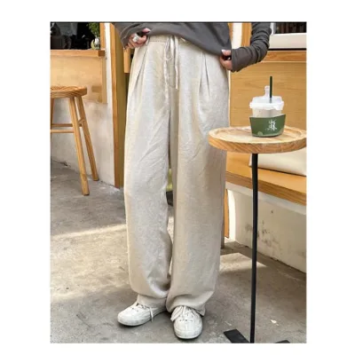 Flax Drooping Loose Retro Casual Pants Look Slim White And Versatile Solid Color