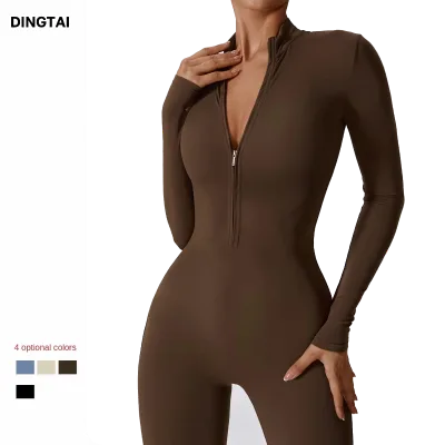 European and American Style High-Intensity Fitness Sports Bodysuit & Jumpsuit Long-Sleeved Naked Yoga Bodysuit & Jumpsuit
