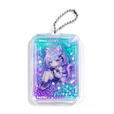 Factory Free Samples Promotional Anime Cartoon Flashing Quicksand Liquid Keychains Custom Printed logo Personalized Keychains