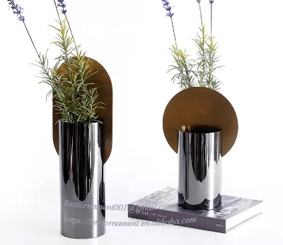Wedding Decorative Cheap Indoor Shiny Galvanized Gold Small Metal Plant Pot Flower Vases Centerpiece