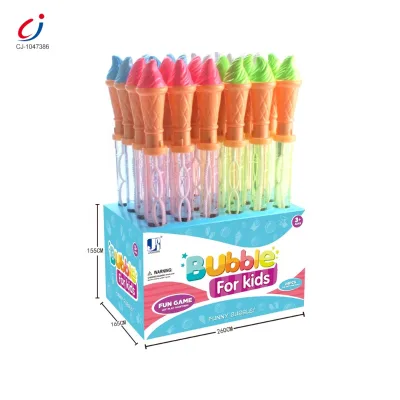 Chengji Wholesale Outdoor Summer Colorful Ice Cream Bubble Wand Stick Toy Water Soap Blow Plastic Soap Bubble Toy Stick