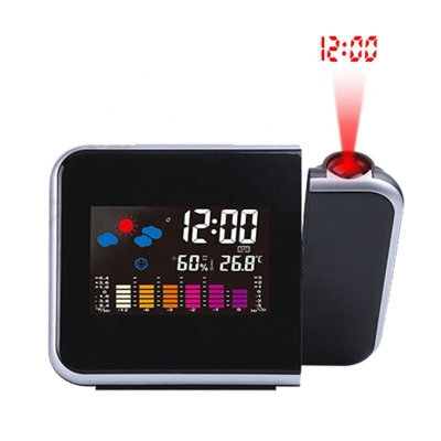 LCD Projection Alarm Clock with Temperature & Humidity Display Color Screen Weather Clock with Snooze Feature