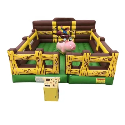 Interactive Inflatable Rodeo Pig / Inflatable Mechanical Bullriding / Inflatable Bull Riding Machine Game
