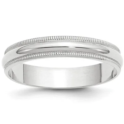 10K Yellow Gold Men's and Women's Plain Wedding Bands 4mm Milgrain