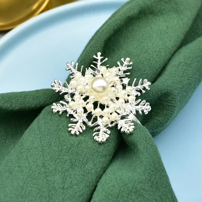 High Quality Snowflake White Napkin Ring Christmas Holiday Party Home Decoration