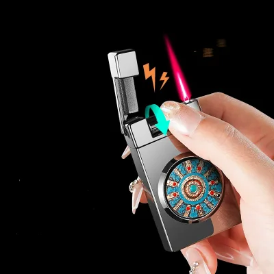 New Style Inflatable Lighter Windproof High-end Rotary Decompression Lighter Men's High-value Direct-into Cigarette Lighter