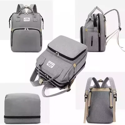 2024 New Fashionable Mommy Bag Folding Baby Bed Mother and Baby Bag Large Capacity Handheld Bottle Diaper with Diaper Mat