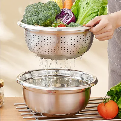 Colander Bowl Sets Stackable Food Strainers Kitchen Salad Bowls Set