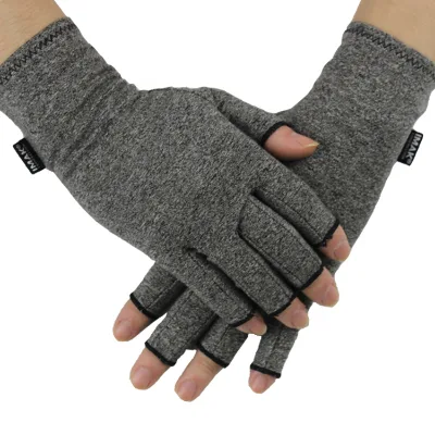 Custom Grey Compression Gloves for Arthritis Therapy Magnetic Therapy Hands Gloves with Label Tag