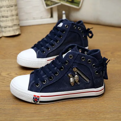 Wholesale Customized Logo Woman Lace-Up Denim Chunky Canvas Style Autumn Running Shoes