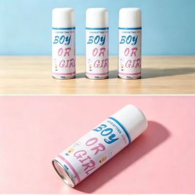 Gender Reveal Party Streamer Spray Cans, Colorful Ribbon Spray Cans Boys and Girls Surprise Atmosphere Props Confetti