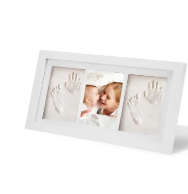 Home Decoration Wooden Picture Photo Frame Customized Logo Baby Bedroom Handprint and Footprint