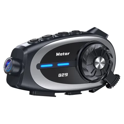 Professional Q29 Camera Motorcycle Headset for Helmet with Camera Headphone Play or Pause Music intercom camera for Riding