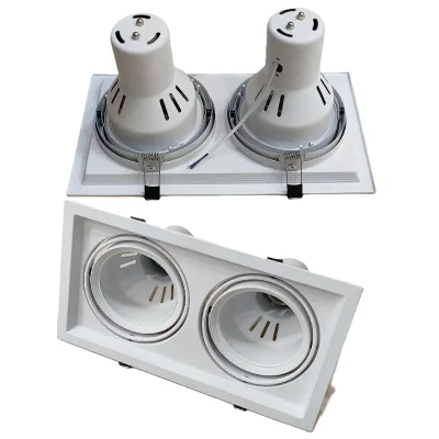 Iron White Double Head Ar111 square E27 Downlight