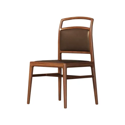 Chinese Style North American Black Walnut Wood Custom Ergonomic Hotel Microfiber Leather Dining Chair