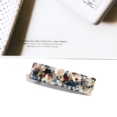 Factory Mini Rhinestone Barrettes Wholesale French Spring Leather Fancy Crystal Hair Barrettes Clips for Women Girls Non Plastic