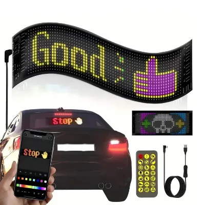 Full Color Flexible LED Car Sign Rollable Scrolling Text LED Screen for Vehicle Rear Windshield Decoration