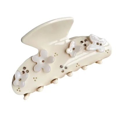 Women's Hairpin Simple Niche Pastoral Style Flower Clip Creative Rhinestone Acetate Shark Clip Headdress Hair Accessories