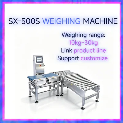 SX-500S Fully Automatic Food Grade Checkweigher Integrated Food Packaging Production Line OEM/ODM Wind Shield Audible Visual