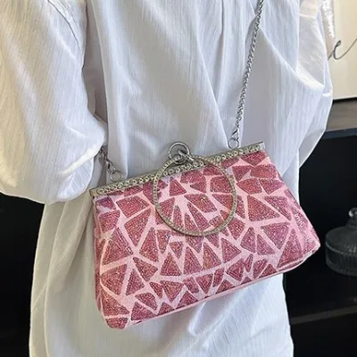 Vintage Simple 2026 New High-end Evening Bag Sequin Women's Colorful Handbag Chain Crossbody Crossbody Bags