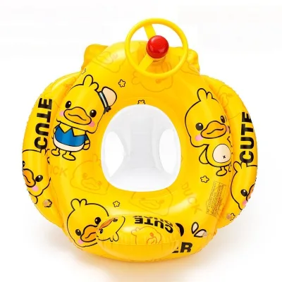 JW-CQ40 Swimming Circle Yellow Duck Swimming Circle Pants Pocket Sitting Circle Inflatable Swimming Circle 6 Months -5 Years Old