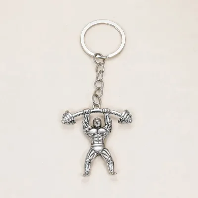 Strength Sports Boxing Weightlifting Barbell Dumbbell Kettlebell Charm Weight Fitness Gym Keyring Keychain Gifts for Man
