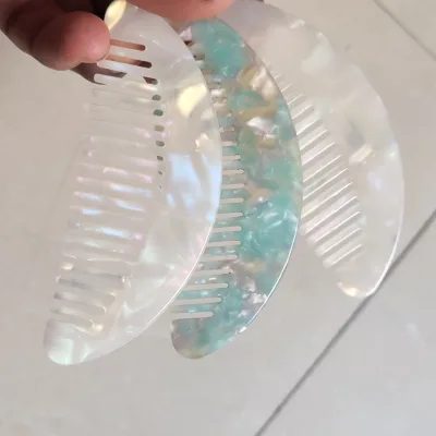 Hot Sale Fashion Anti Static Acetic Acid Hair Comb Portable Acetate Wide Tooth Comb for Women