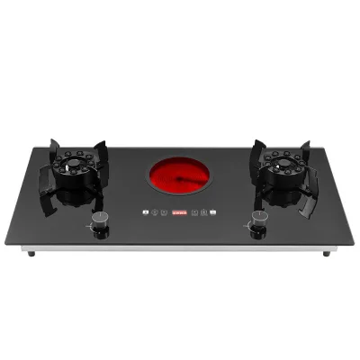 Multi-Functional 3 Burner Gas Electric Cooktop with Timer and Digital Display Built-in Fast Heating Gas Stove