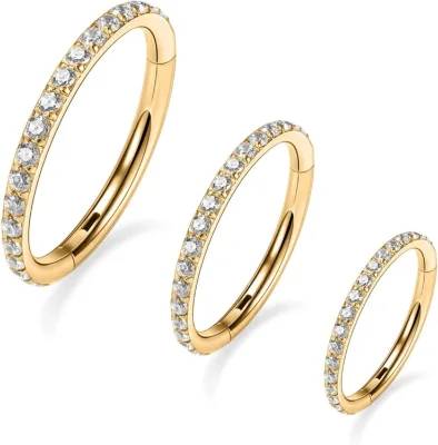 New Design 316L Clicker Inlay Setting Nose Rings Fashion Europe and America Jewelry Hinged Type Nose Rings