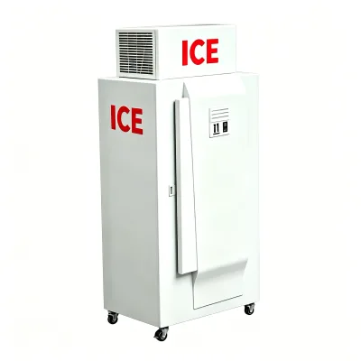 L-Vertical Outdoor Ice Storage Bin Freezer Mobile Ice Cube Storage Freezer With Universal Wheels