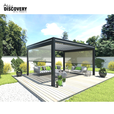 European Custom Size Decorative Aluminum Pavilion Roof Backyard Party Tent Automatic Sensor Pavilion With Curtains