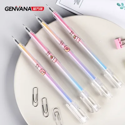 Genvana Factory Wholesale Customizable Plastic Gel Pens Morandi Body Color Smooth Writing Cute Blue 0.35mm Extra Fine Needle Tip