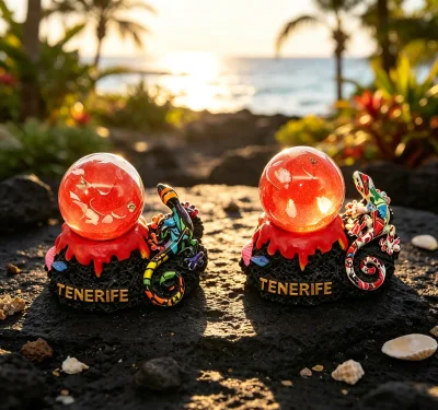 Tenerife Spain Tourist Souvenir Polyresin Ornament, Hand-Painted & Water Transfer Printing Resin Craft Sand Globe