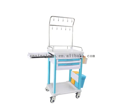 Factory Cheap Price Durable ABS IV Cart Infusion Trolley With Drawers for Patient First Aid