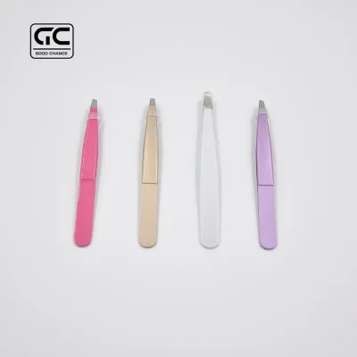 Best Quality Girl Eyelash Tweezers Eyebrow Slant Tip Tweezers