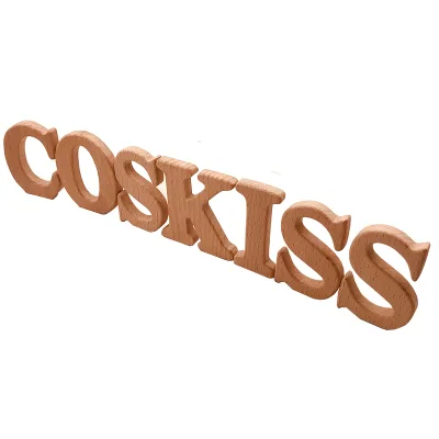Food-grade Custom Beech Wooden Baby Teether Rattel Various English Letter Shape Size Animals Wood Teethers for Baby