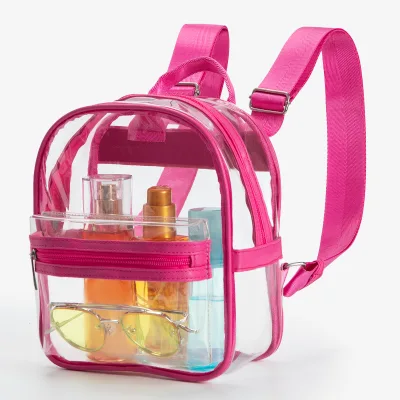 Premium Custom Logo Color Approved Zipper Closure Backpack Small Kindergarten Clear PVC Backpack Kids With Front Pocket