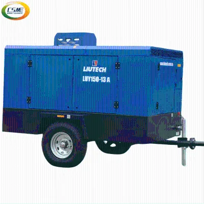 LIUTECH Diesel Portable Screw Air Compressor for Air Leg Rock Drill, Jack Hammer, DTH Drilling Rig, Pneumatic Mining Tools