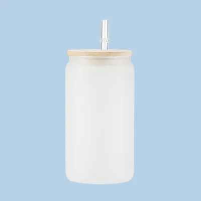 Wholesale 20oz Sublimation Frosted Glass Tumbler Glass Cup with Lid and Straw