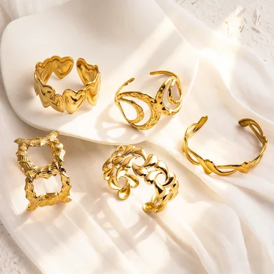 Stainless Steel 18K Gold Plated Twisted Knotted Open Cuff Bracelet Minimalist Waterproof Bangle for Women